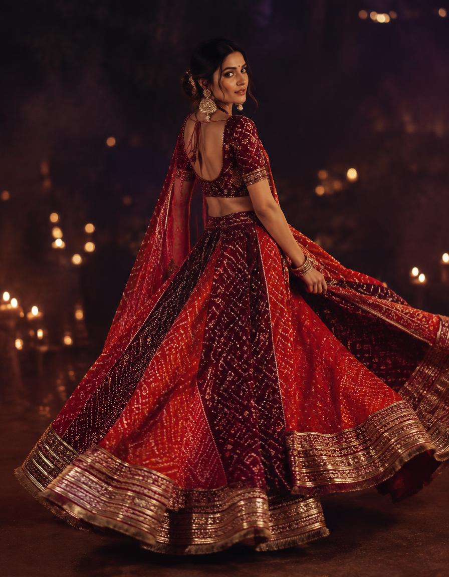 Ira lehenga in Maroon