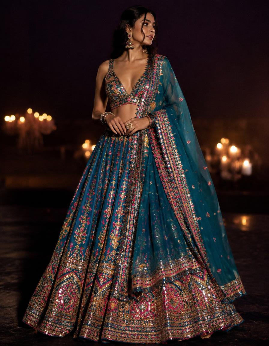 Rooh lehenga in Turquoise